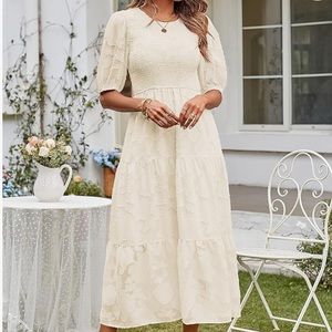 Floral puff sleeve midi dress